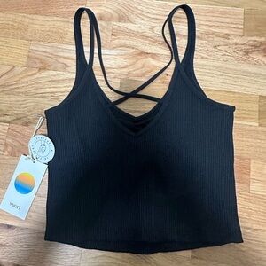 New Vuori Black Ribbed Crop Top